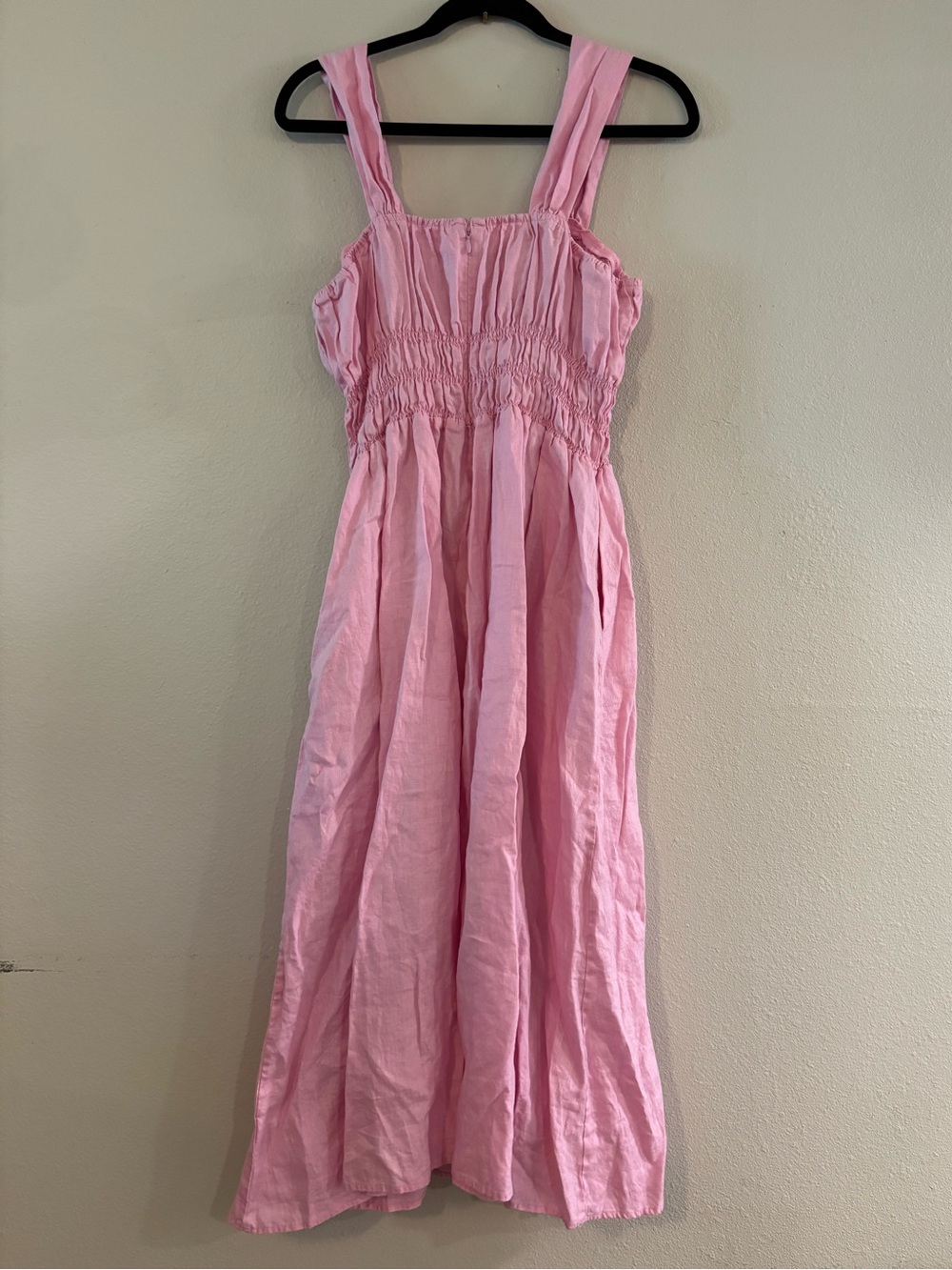 Saks Fifth Avenue Pink Smocked Midi Dress